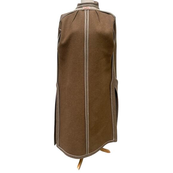 VTG 60s Vera Hicks Side Vent Overcoat Winter Coat M/L 40” Brown Wool Knit Preppy - Picture 10 of 16